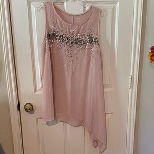 Lane Bryant Pink Sequin Asymmetrical Blouse